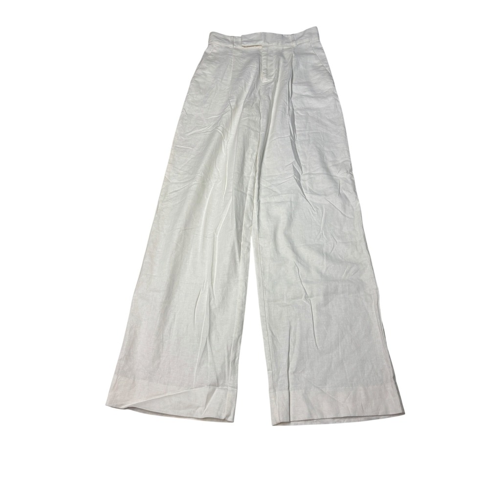 Banana Republic White Linen Blend Wide Leg High Rise Pants Womens 0 W26 L30